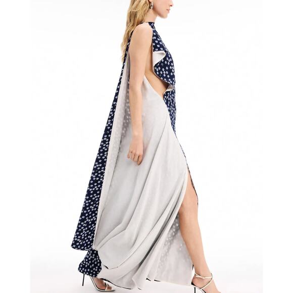 Proenza Schouler Blue Floral Cape Gown SIZE 0 Dramatic Red Carpet Formal $1790 Proenza Schouler Blue Floral Cape Gown SIZE 0 Dramatic Red Carpet Formal $1790